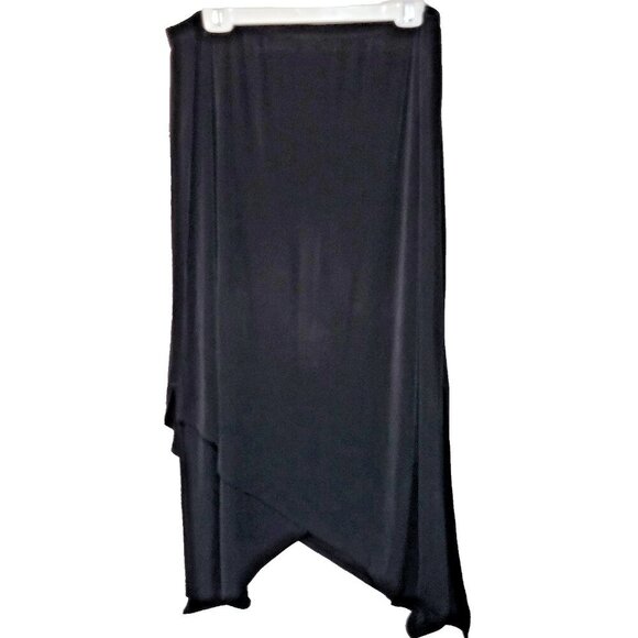 Chico’s Travelers Skirt XL Size 3 Black Handkerchief Hem Sexy Slinky - Picture 2 of 4